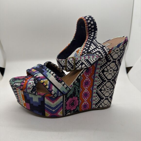 Steve Madden Winonna Wedges Multicolored Platform Sandals Size 8.5M - Picture 11 of 13